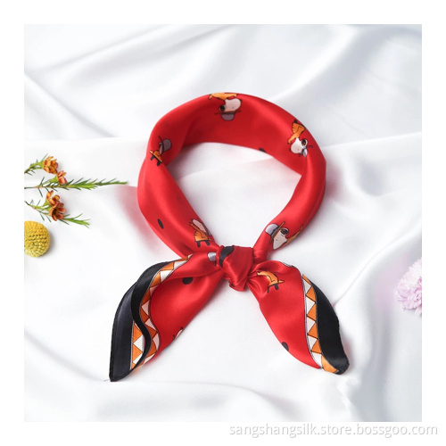 Custom logo made real silk scarf
